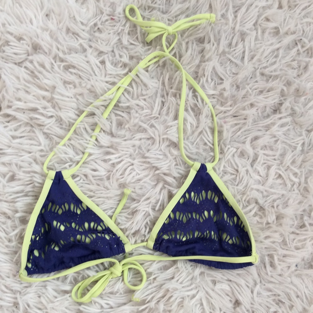 Blue and green L- Space bathing suit top